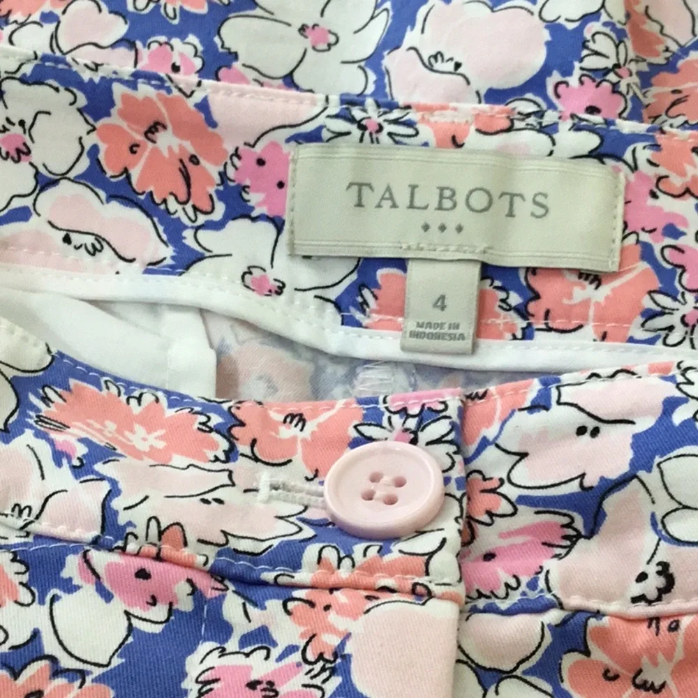 Talbots Floral Cotton Shorts Pastel Size 4 New